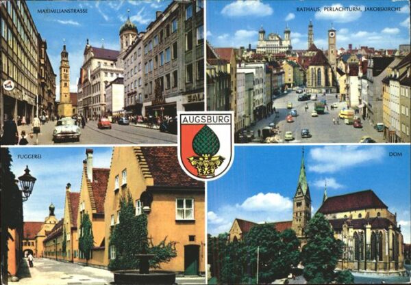 Augsburg Maximilianstrasse Rathaus Perlachturm J