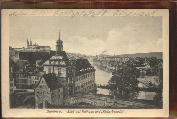 Bamberg Blick auf Rathaus und Klein Venedig Fel