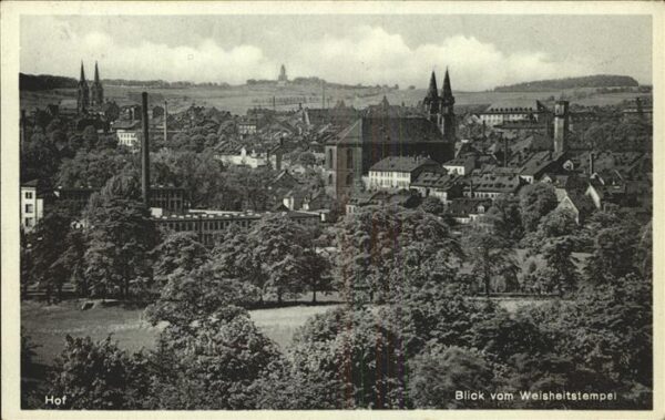 Hof Bayern Blick vom Weisheitstempel Kirche