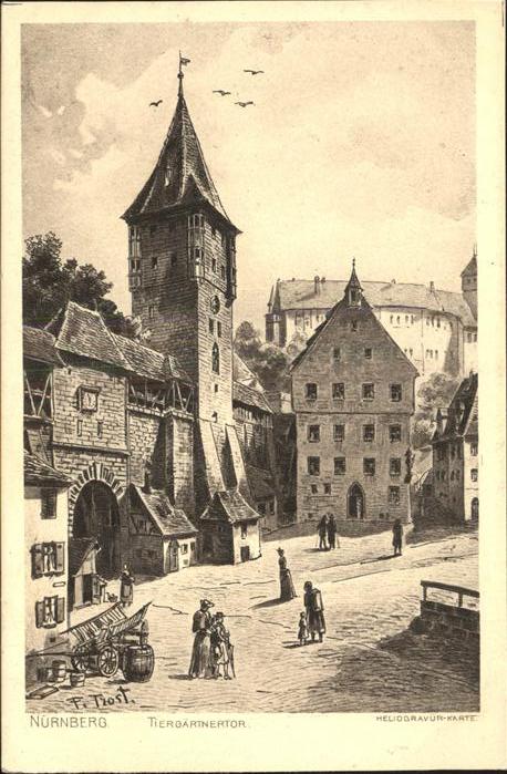 Nuernberg Tiergartentor Künstlerkarte F. Trost