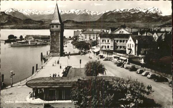 Lindau Bodensee Hafenpartie Turm Fährschiff Schweizer A
