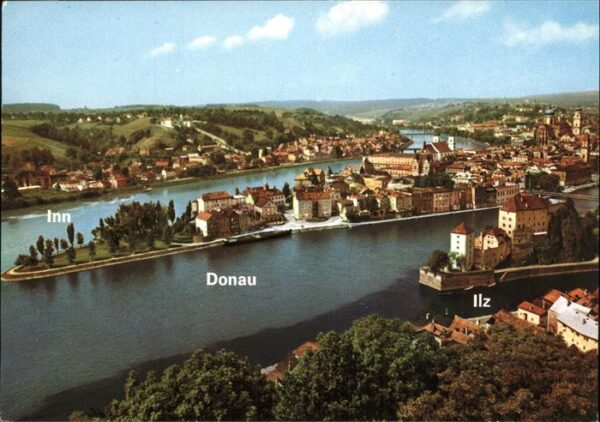 Passau Zusammenfluss von Donau Inn und Ilz Dre