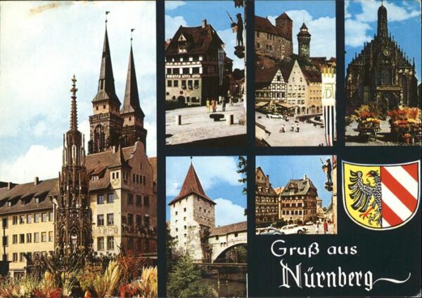 Nuernberg Kirche Altstadt Turm Rathaus Wappen