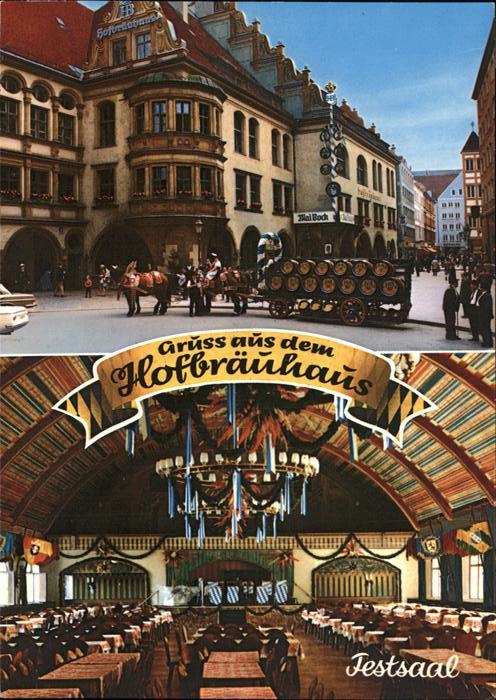 Muenchen Hofbräuhaus Festsaal Pferde Bierwagen