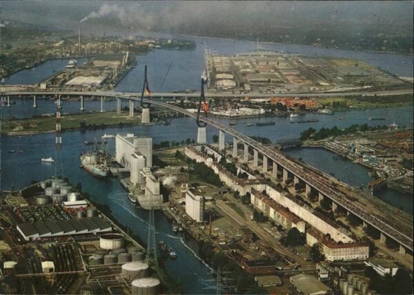 Hamburg Köhlbrandbrücke Hafengebiet Fliegeraufn