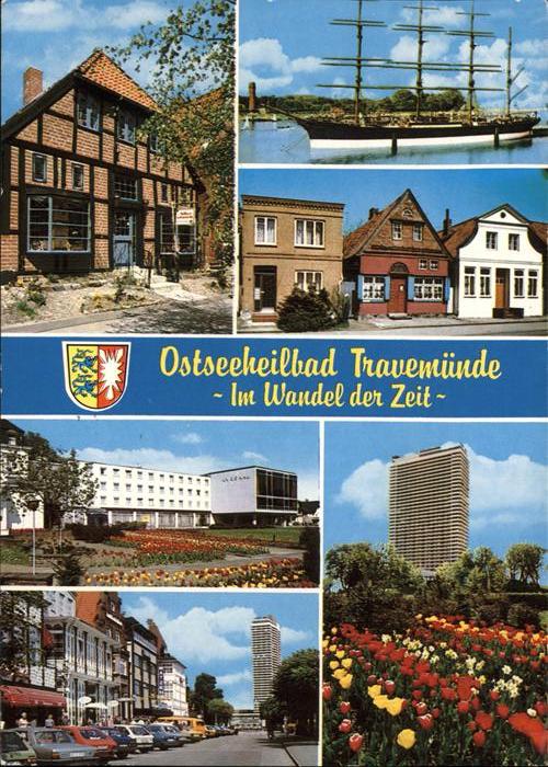 Travemuende Ostseebad Teilansichten Segelschiff Wappen Hochha