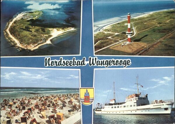 Wangerooge Nordseebad Fliegeraufnahme Leuchtturm Strand Schif