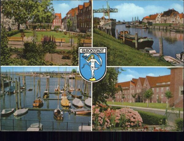 Glueckstadt Ortspartie Binnenhafen Kahn Aussenhafen