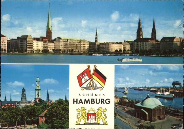 Hamburg Panorama Jungfernstieg Kirche Hafenpart