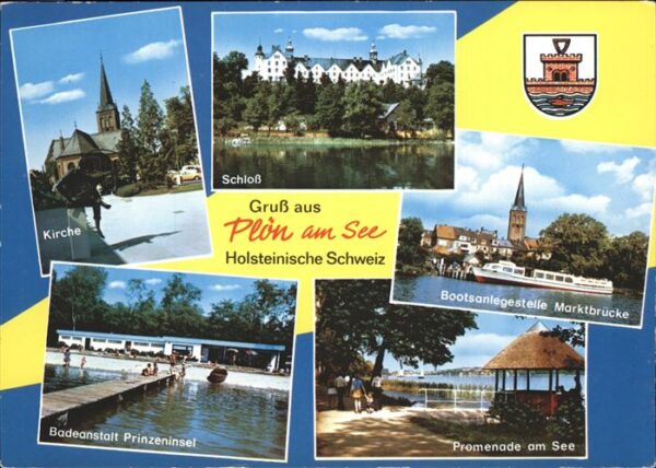 Ploen See Kirche Schloss Bootsanlegestelle Marktb