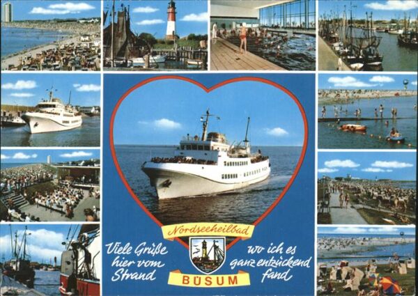 Buesum Nordseebad Strand Fährschiff Konzertpavillon Leuch