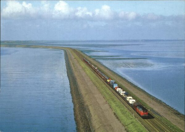 Sylt Hindenburgdamm Eisenbahn Fliegeraufnahm