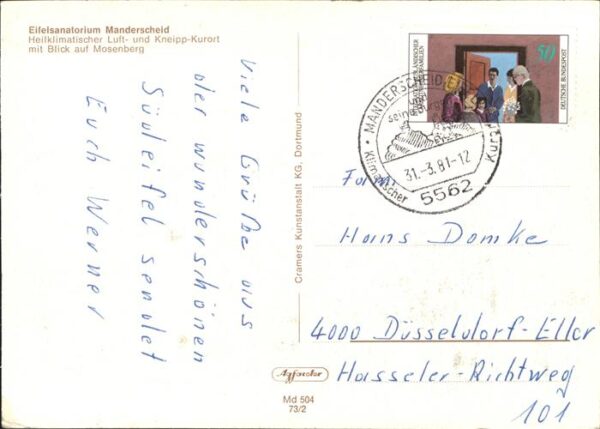 Manderscheid Eifel Eifelsanatorium Blick auf Mosenberg Hei – Bild 2