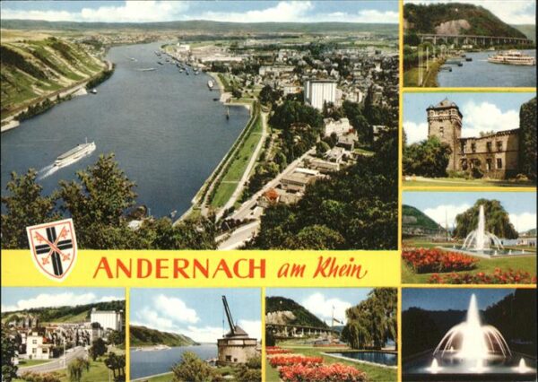 Andernach Panorama Rhein Binnenschifffahrt Brücke