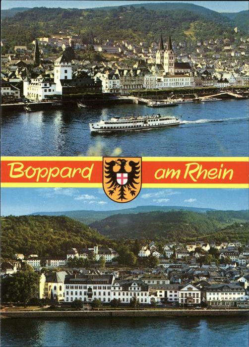 Boppard Rhein Teilansichten Fährschiff Rheinpromenade