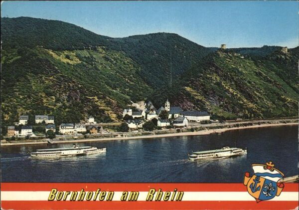 Kamp-Bornhofen Blick über den Rhein Fährschiff Wappen