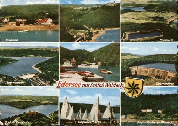Staudamm Pumpspeicherkraftwerk Edersee Schloß Waldeck Segelboote