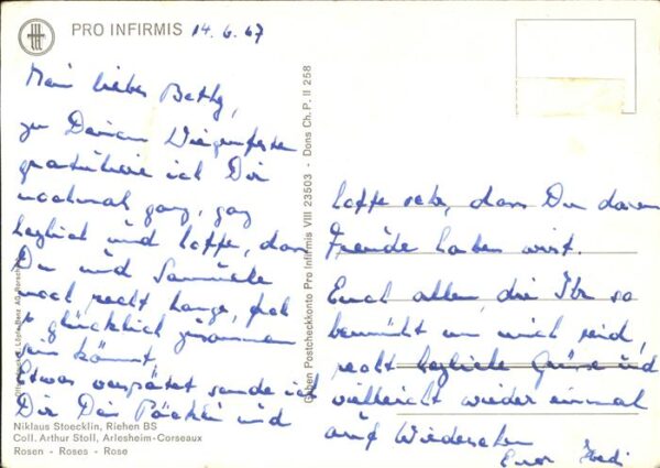 Rosen Notenblatt Künstlerkarte Niklaus Stoeck – Bild 2