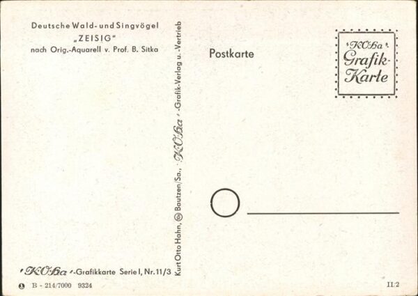Voegel Zeisig Prof. B. Sitka Nr.11/3 – Bild 2