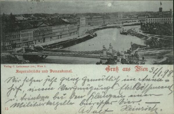Wien Aspernbrücke Donaukanal im Mondschein