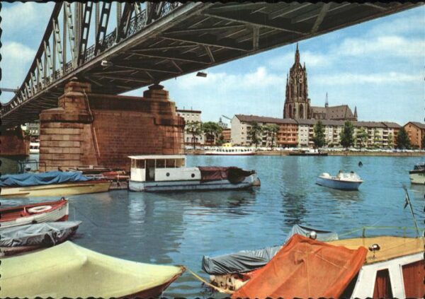 Frankfurt Main Partie am Main Brücke Boot Dom