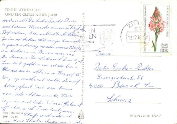 Zittau Strassenpartie Kirche Neujahrskarte – Bild 2