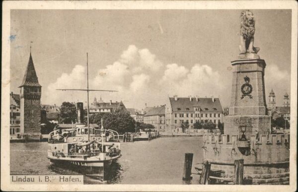 Dampfer Binnenschifffahrt Leuchtturm Lindau-Bodensee Hafen