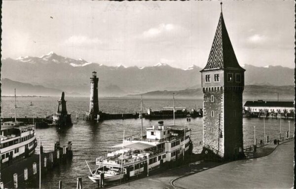 Dampfer Binnenschifffahrt Leuchtturm Lindau-Bodensee Hafen