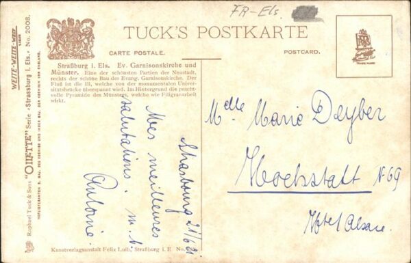Verlag Tucks Oilette Nr. 2008 Straßburg Garnisonkirche Münster – Bild 2
