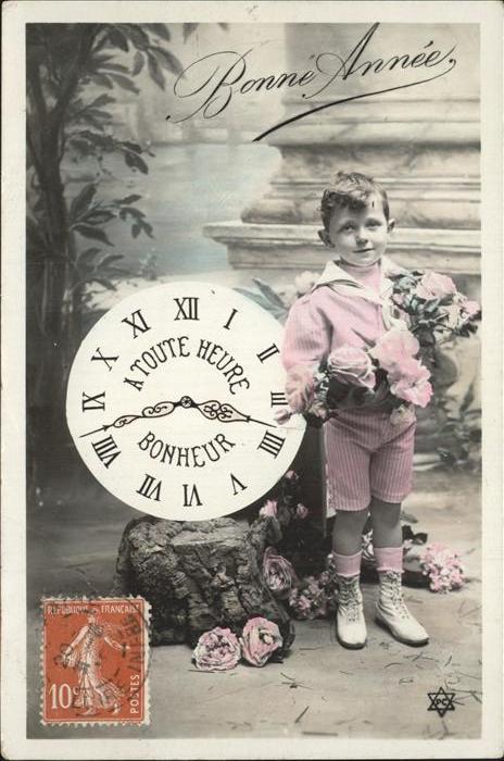 Neujahr Uhr Kind Rosen