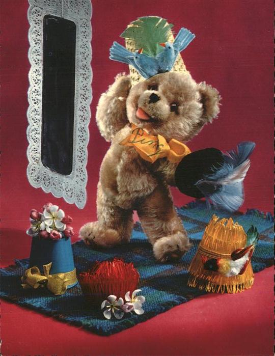 Hutmode Teddybär Spiegel Vögel
