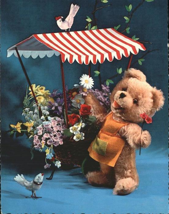 Teddy Teddybaer Teddy-bear Blumenstand Vögel