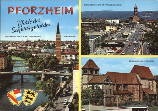 Pforzheim Schlosskirche u.Bahnhofsplatz