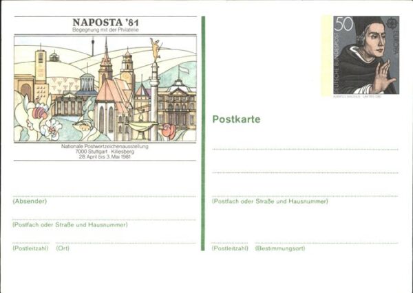 Stuttgart NAPOSTA 81 Nationale Postwertzeichenaus