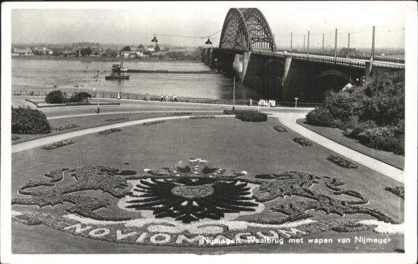 Nijmegen Waalbrug met wapen van Nijmeyer