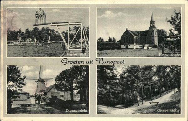Niederlande Groeten uit Nunspeet mit Her.Kerk u.Pes