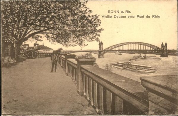 Bonn Rhein Vieille Douane avec Pont du Rhin