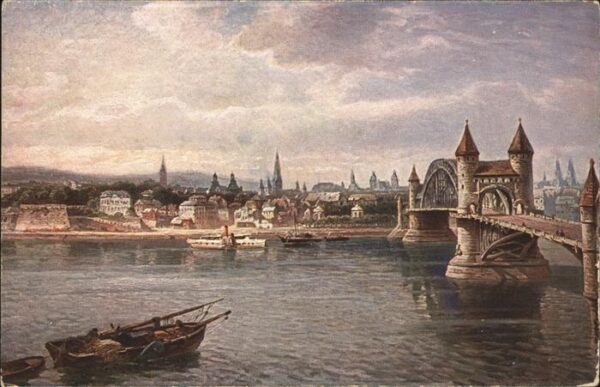 Bonn Rhein Rhein Brücke Künstlerkarte