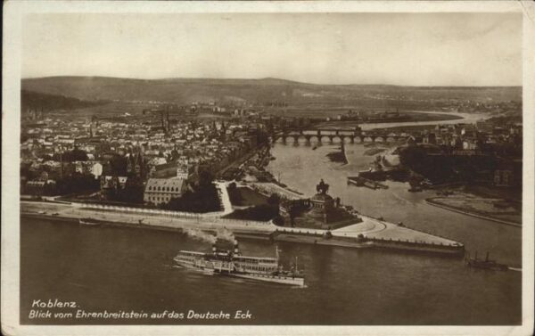 Koblenz Rhein Blick vom Ehrenbreitstein auf Deutsches