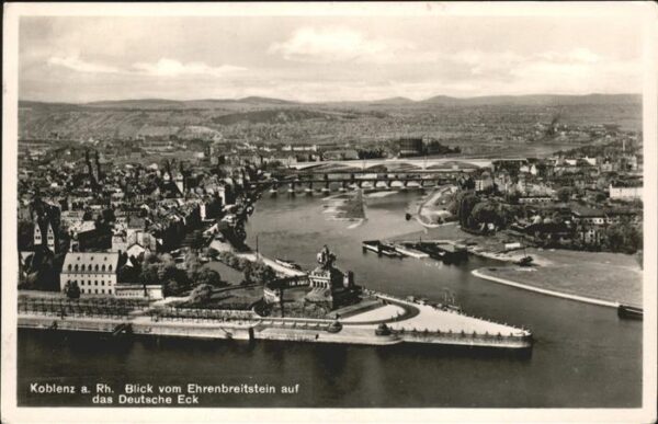 Koblenz Rhein Blick vom Ehrenbreitstein auf Deutsches