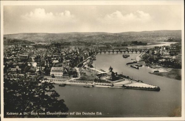 Koblenz Rhein Blick vom Ehrenbreitstein auf Deutsches