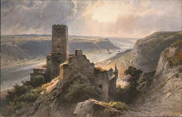 Kaub Burg Gutenfels Rhein Künstlerkarte