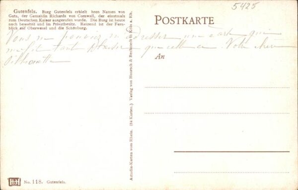 Kaub Burg Gutenfels Rhein Künstlerkarte – Bild 2