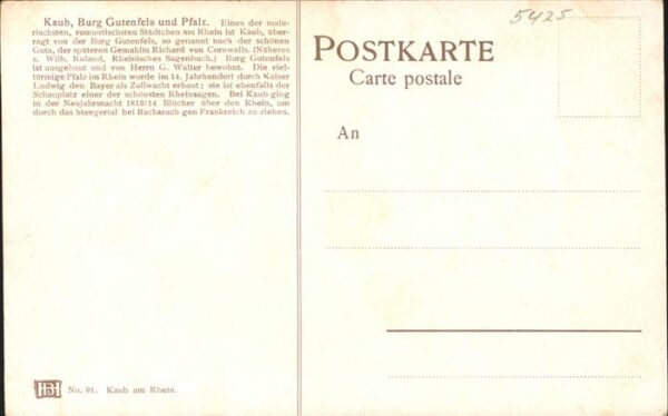Kaub Burg Gutenfels und Pfalz Künstlerkarte – Bild 2