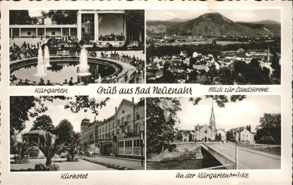 Bad Neuenahr-Ahrweiler Kurgarten Blick zur Landskrone Brücke K