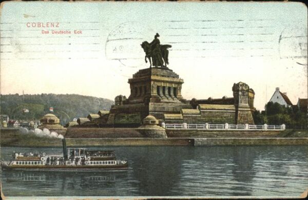 Koblenz Rhein Deutsches Eck Schiffe Rhein Denkmal Kai