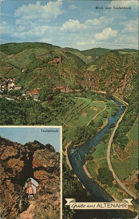 Altenahr Blick vom Teufelsloch Burg Ahr Felsentu