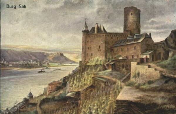 St Goar Burg Katz Künstlerkarte Ruine Rheinfels