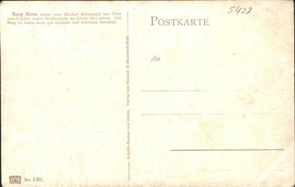 St Goarshausen Burg Maus Künstlerkarte Rheinpanorama – Bild 2