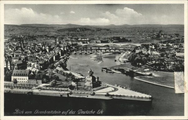 Koblenz Rhein Blick vom Ehrenbreitstein auf Deutsches